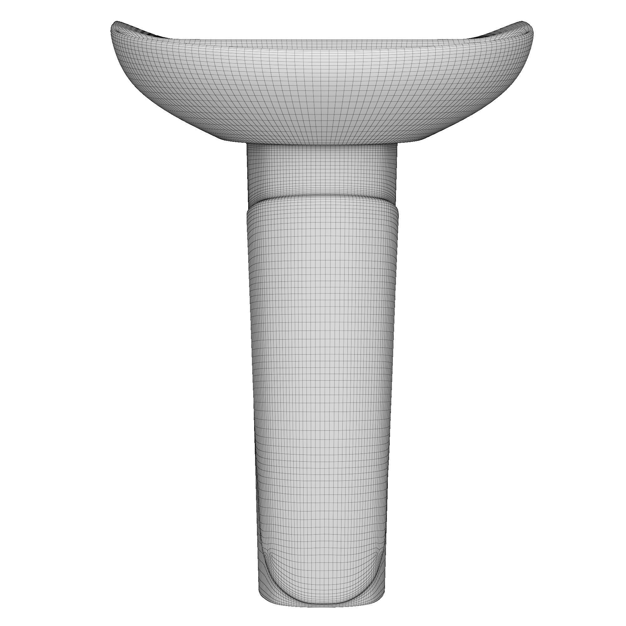 Pedestal Half Round Wash Basin 3D model Modeled in 3ds max 3D model_11