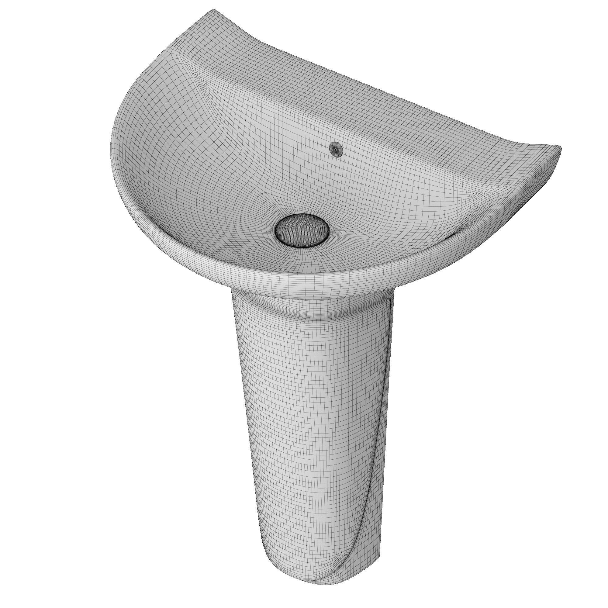 Pedestal Half Round Wash Basin 3D model Modeled in 3ds max 3D model_9