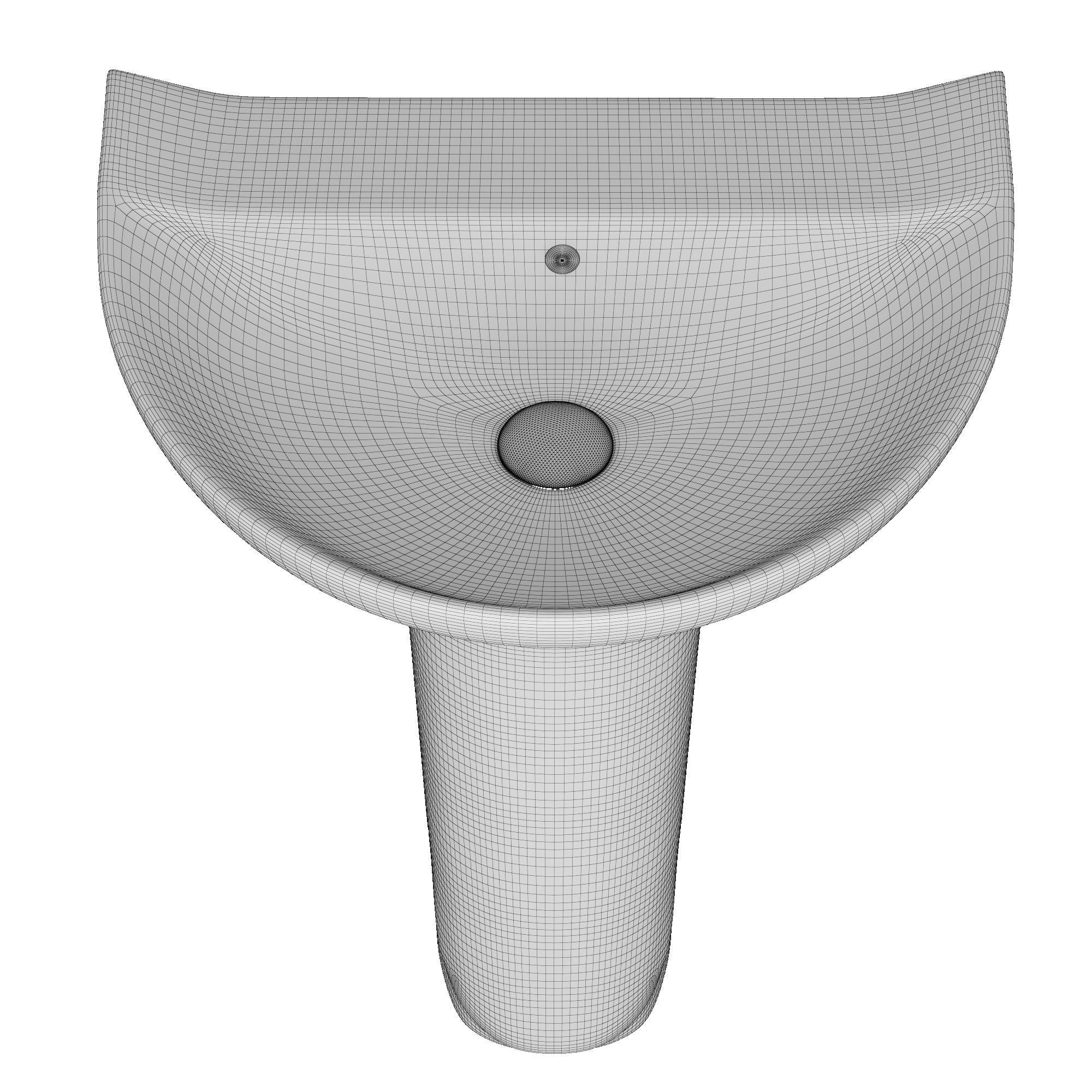 Pedestal Half Round Wash Basin 3D model Modeled in 3ds max 3D model_10