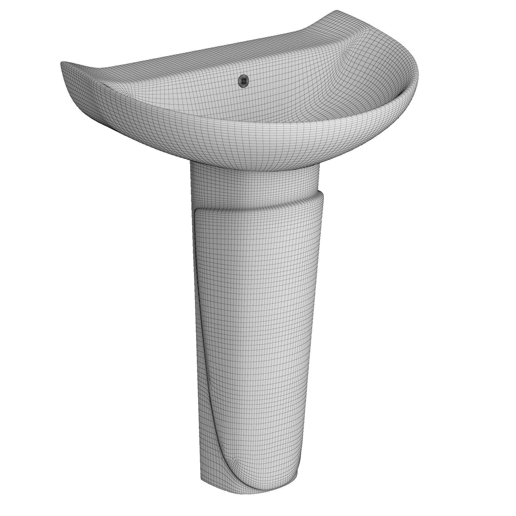 Pedestal Half Round Wash Basin 3D model Modeled in 3ds max 3D model_6