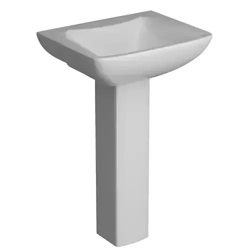 Pedestal Rectangle Wash Basin 3D model Modeled in 3ds max 