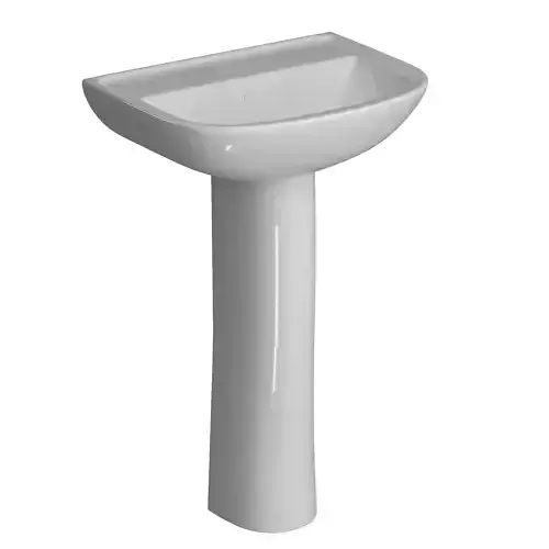 Pedestal Half Round Wash Basin 3D model Modeled in 3ds max 