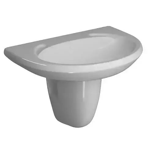 Pedestal Half Round Wash Basin 3D model Modeled in 3ds max 
