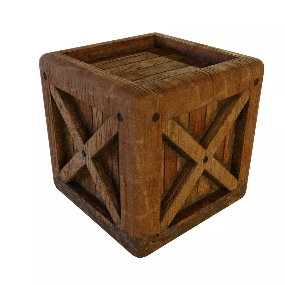 Crate low-poly wooden box Free low-poly 3D model_0