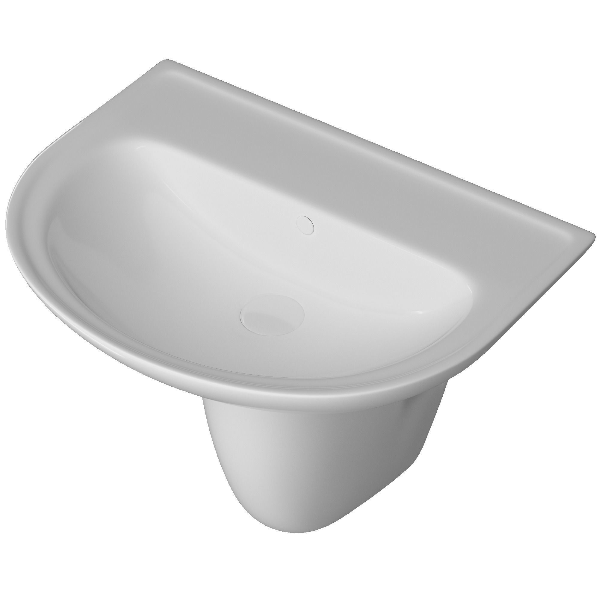 Pedestal Half Round Wash Basin 3D model Modeled in 3ds max 3D model_3
