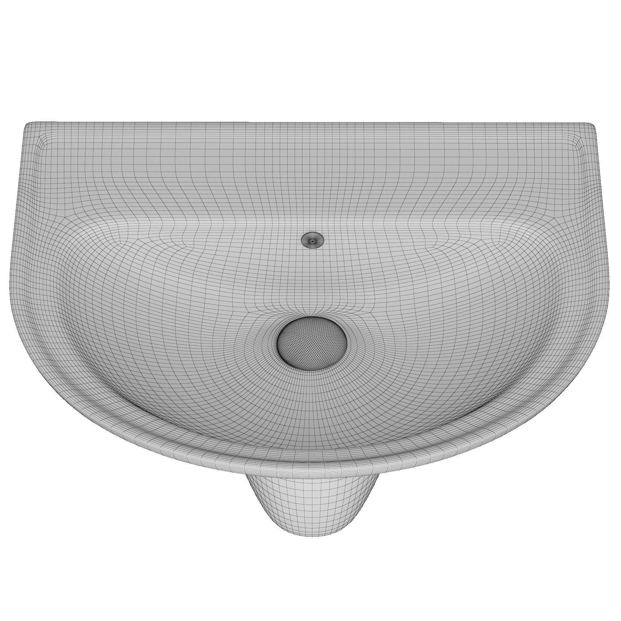 Pedestal Half Round Wash Basin 3D model Modeled in 3ds max 3D model_10