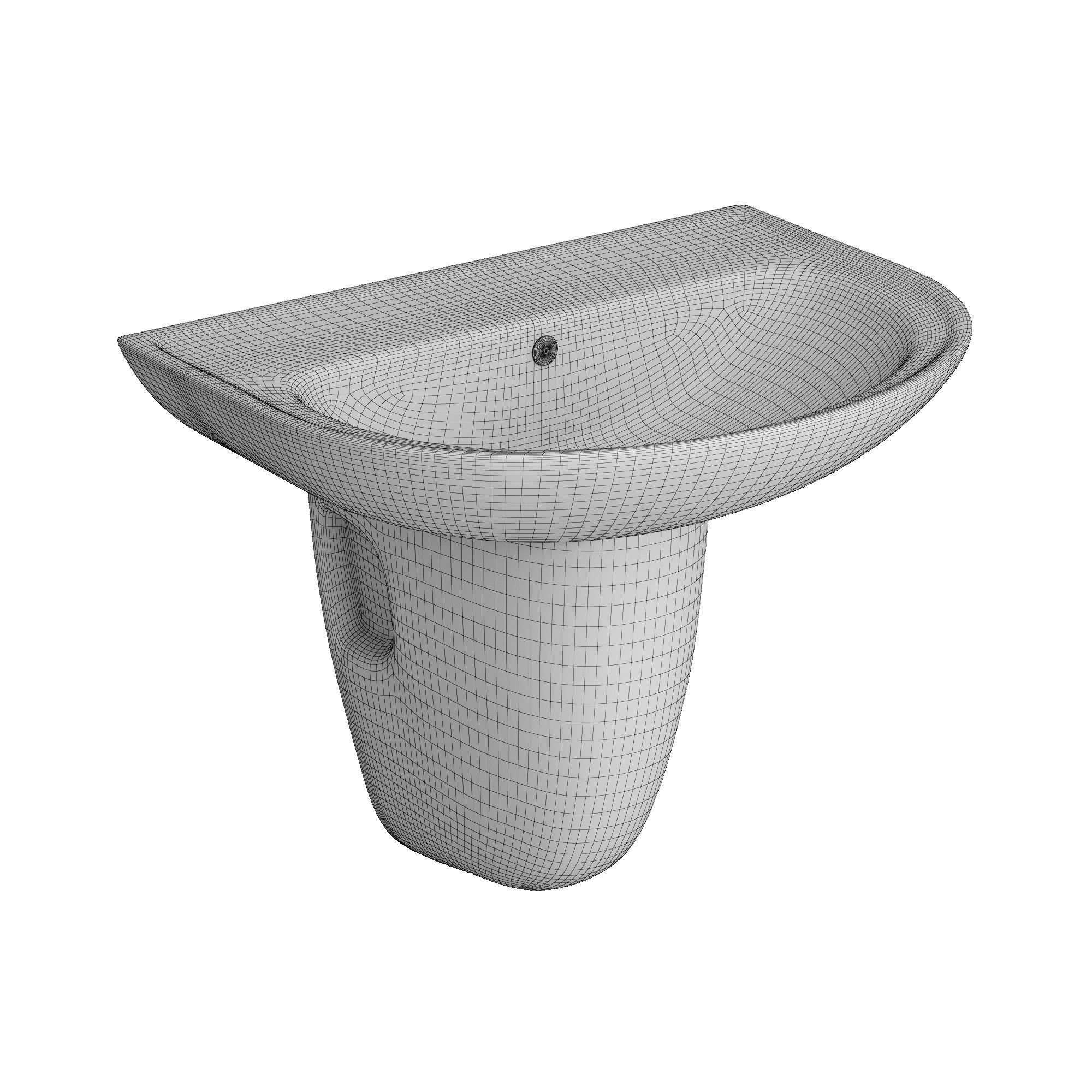 Pedestal Half Round Wash Basin 3D model Modeled in 3ds max 3D model_6