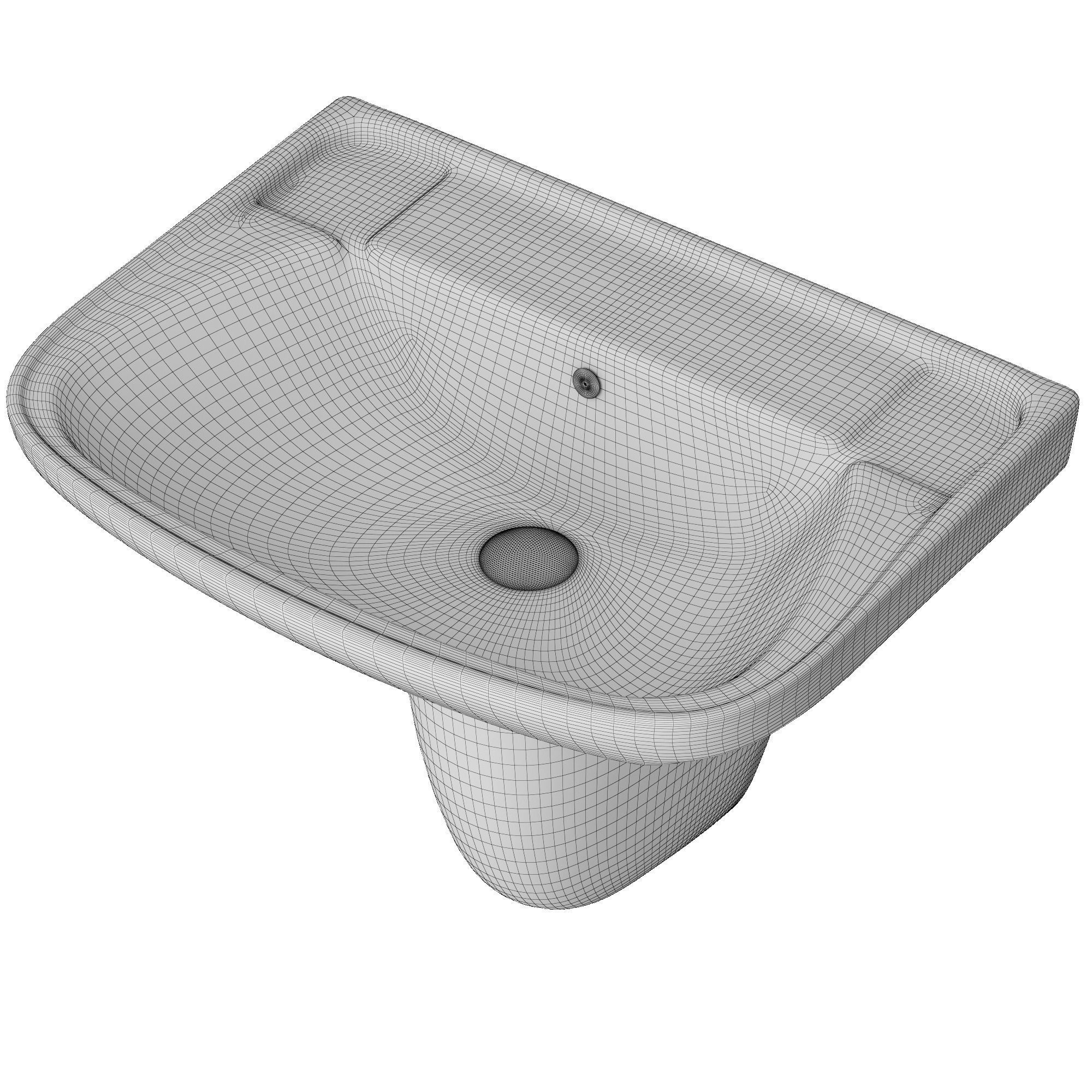 Pedestal Rectangle Wash Basin 3D model Modeled in 3ds max 3D model_9