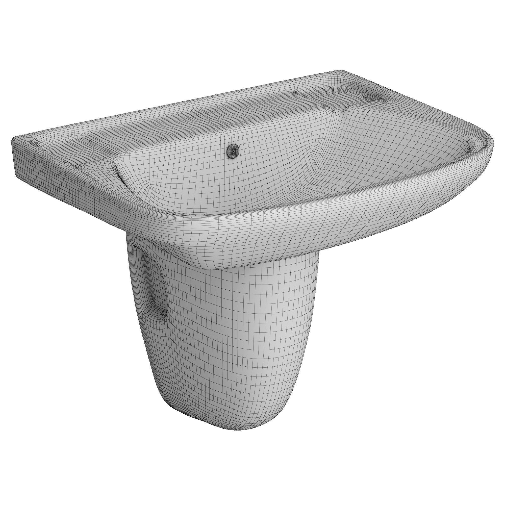 Pedestal Rectangle Wash Basin 3D model Modeled in 3ds max 3D model_6
