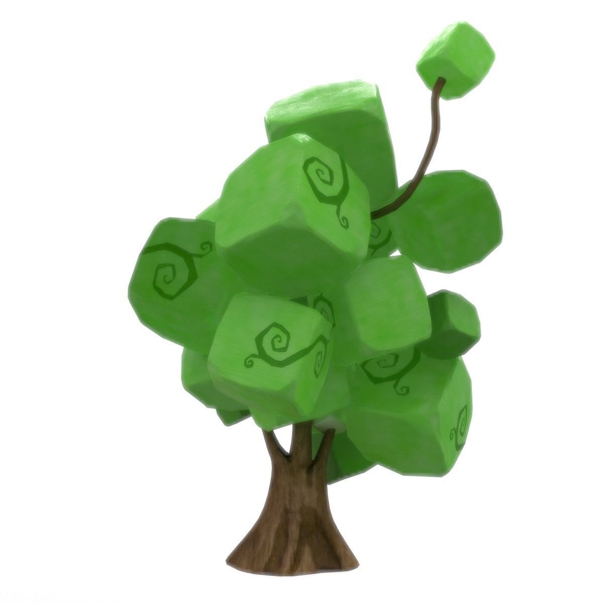 Cartoon tree Low-poly 3D model_2