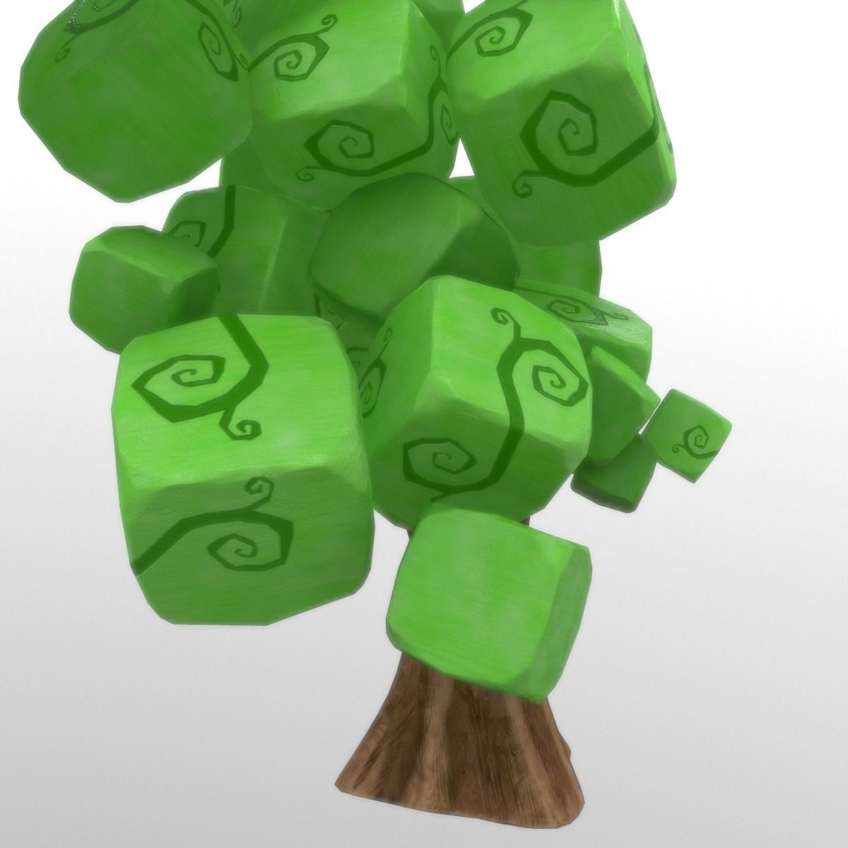 Cartoon tree Low-poly 3D model_3