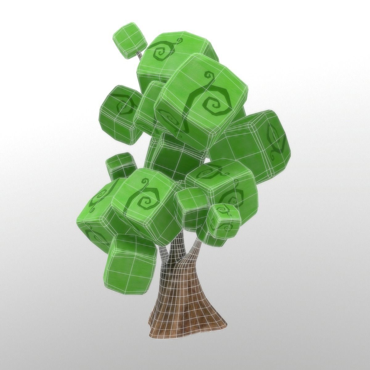 Cartoon tree Low-poly 3D model_4