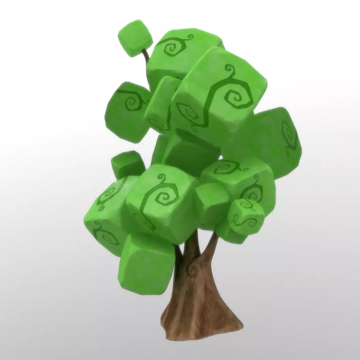 Cartoon tree Low-poly 3D model_0