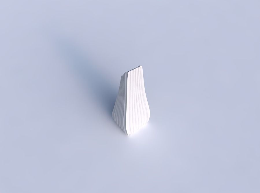 Vase top bent rectangle with extruded vertical lines 3D print model_1