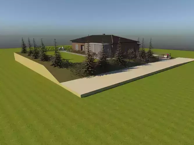 Hause 3D model house on hill