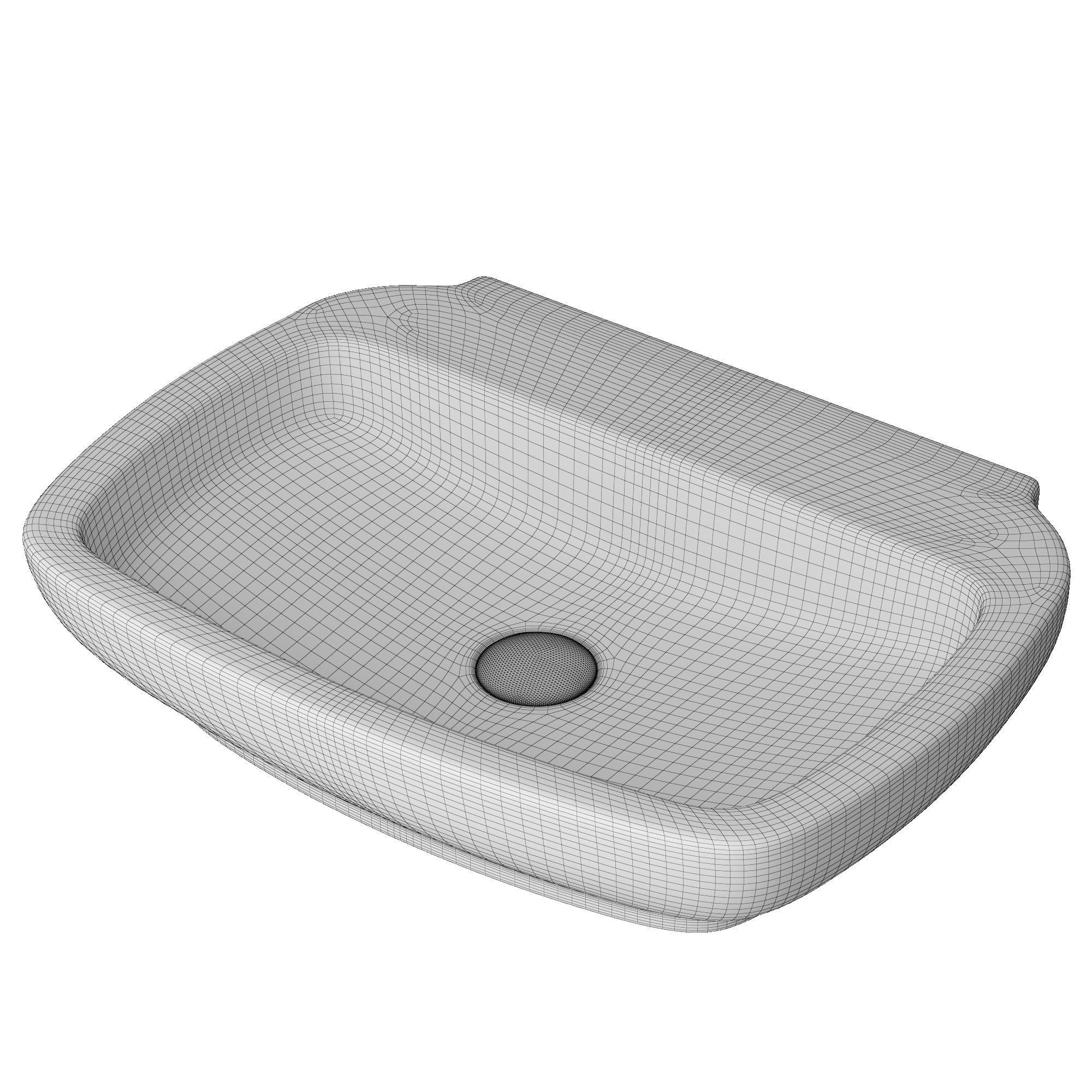 Wall Hung Rounded Rectangle Wash Basin Modeled in 3ds max 3D model_9