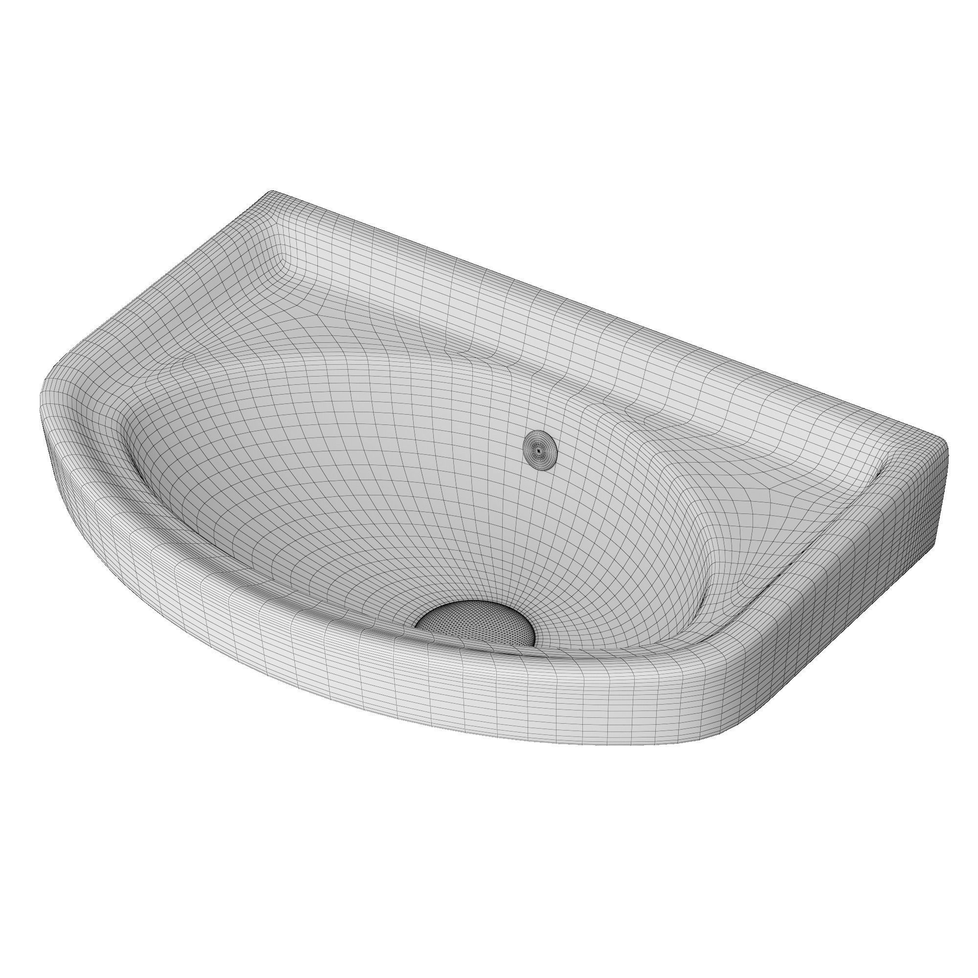 Wall Hung Rectangle Wash Basin 3D model Modeled in 3ds max 3D model_9