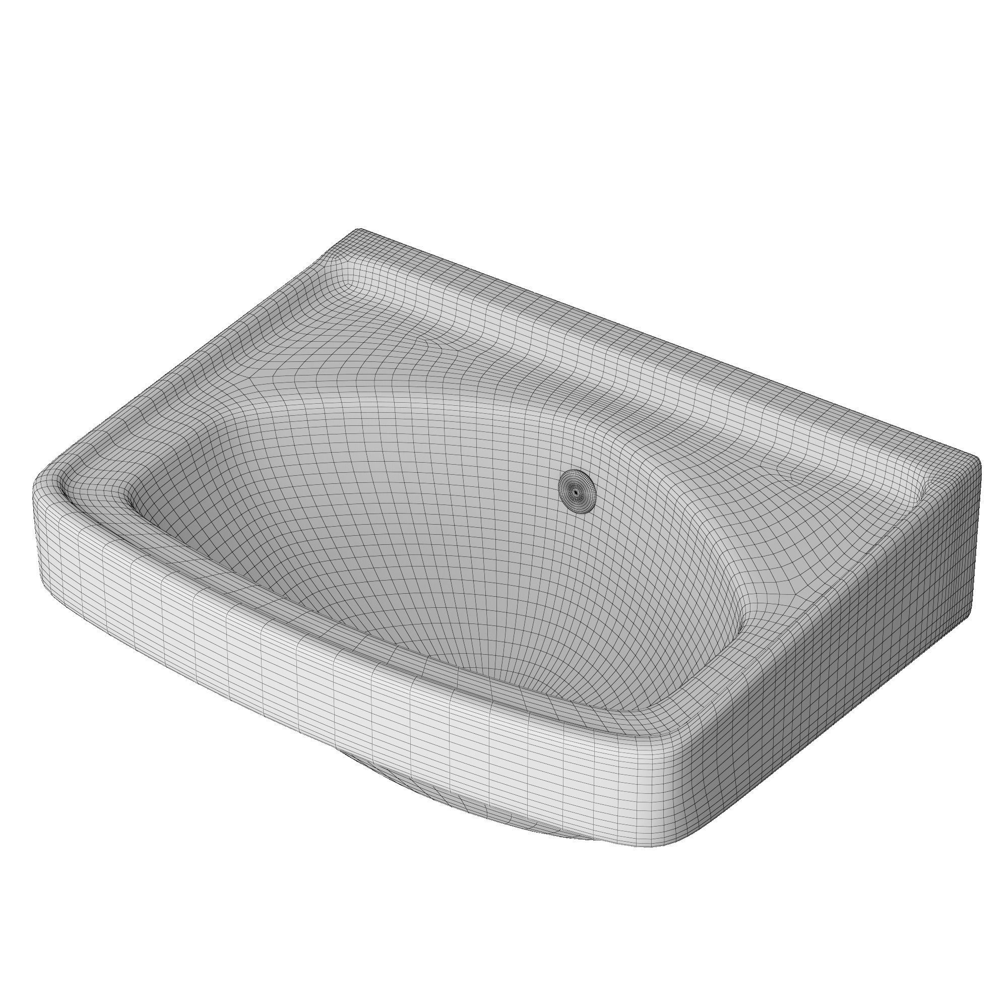Wall Hung Rectangle Wash Basin 3D model Modeled in 3ds max 3D model_9