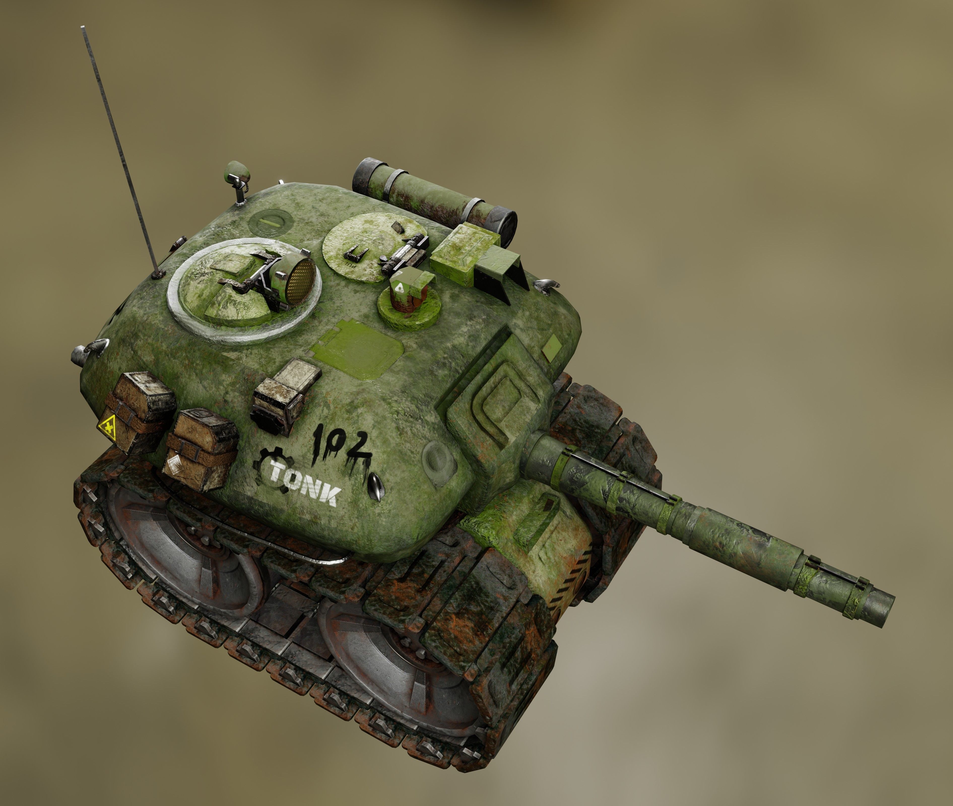 Tonk tank Low-poly 3D model_3