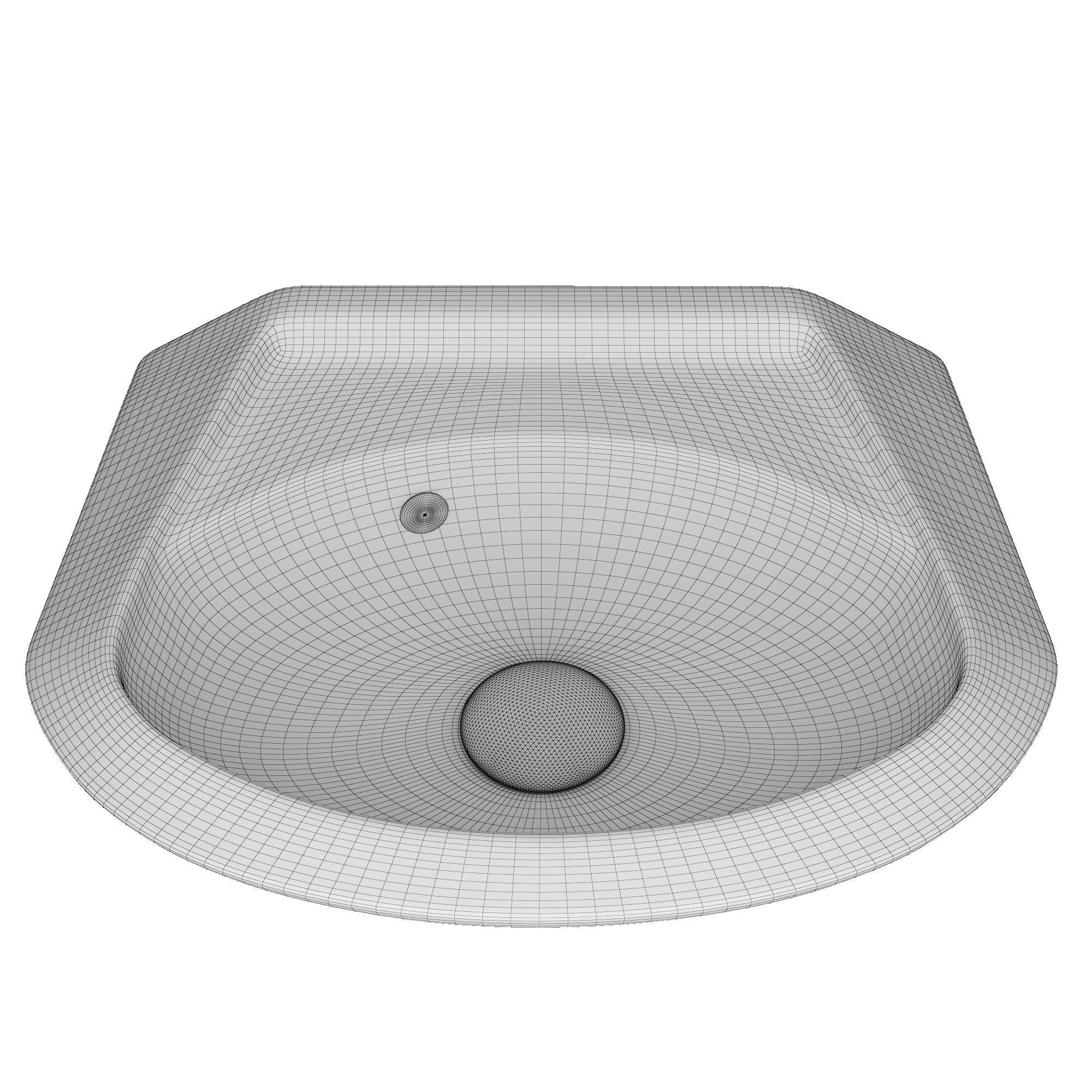 Wall Hung Half Round Wash Basin 3D model Modeled in 3ds max 3D model_9