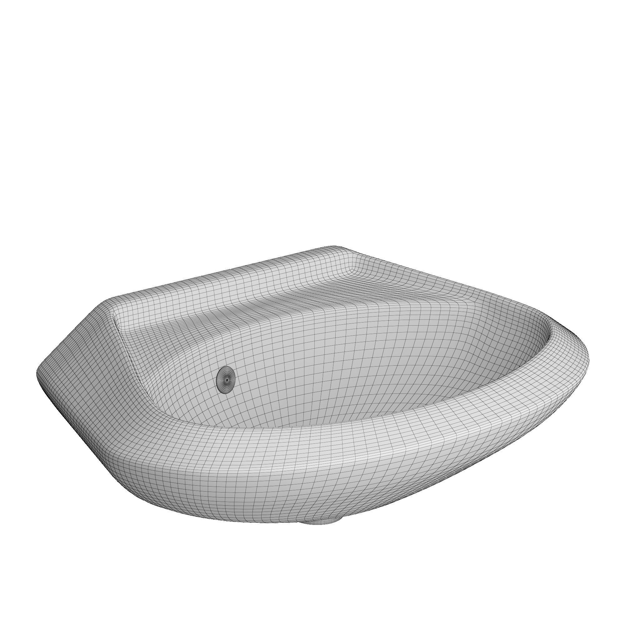 Wall Hung Half Round Wash Basin 3D model Modeled in 3ds max 3D model_6