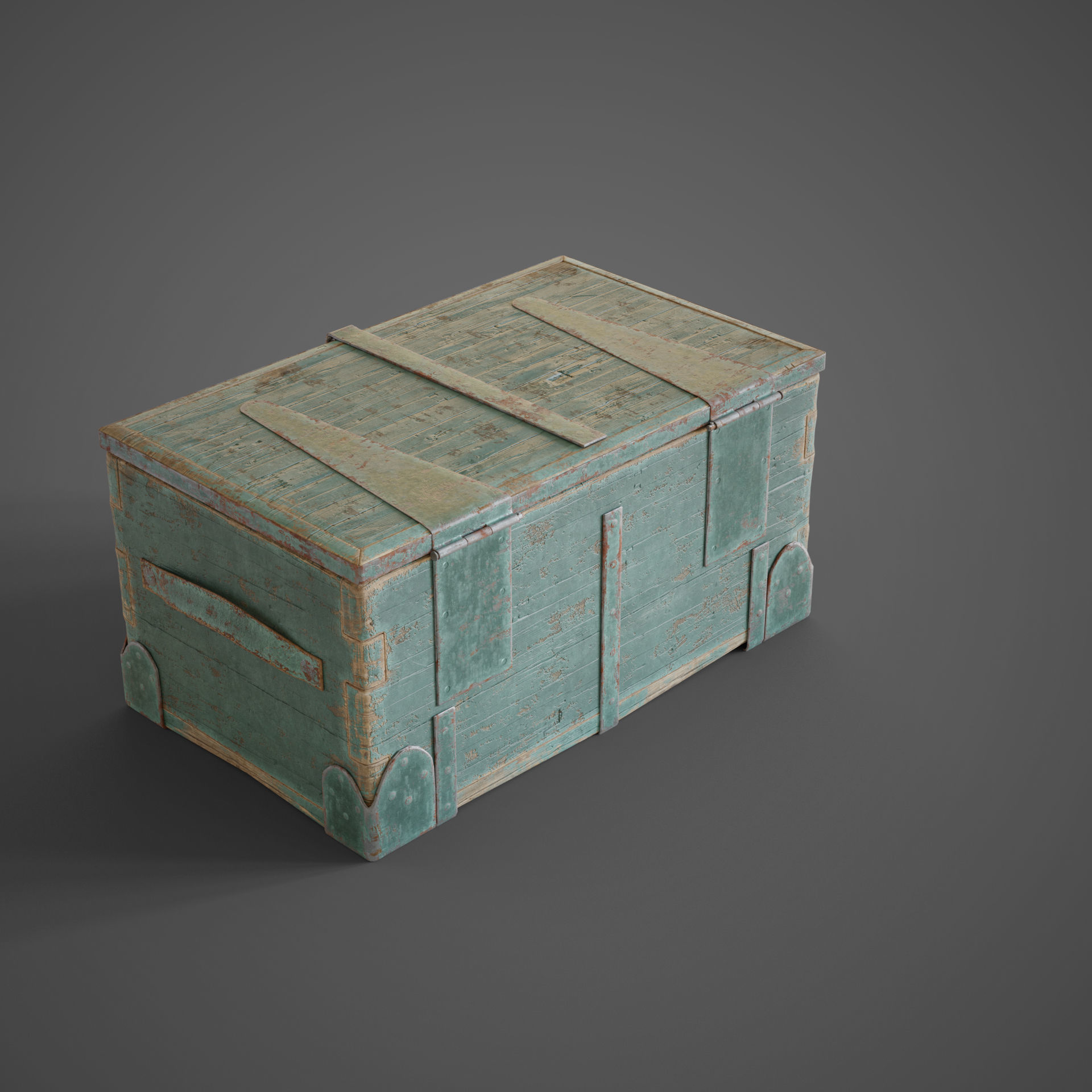 Wooden trunk box Low-poly 3D model_6