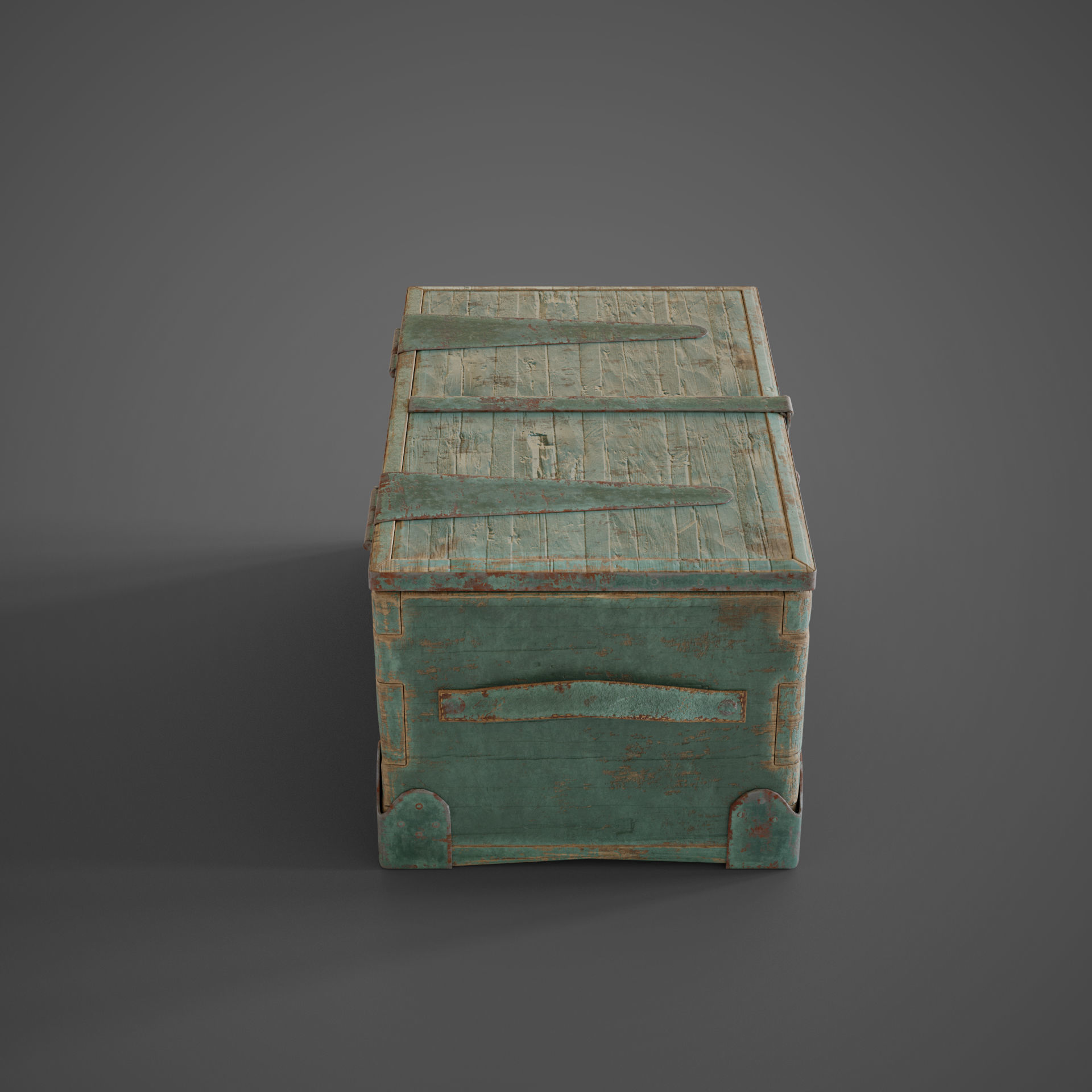 Wooden trunk box Low-poly 3D model_5