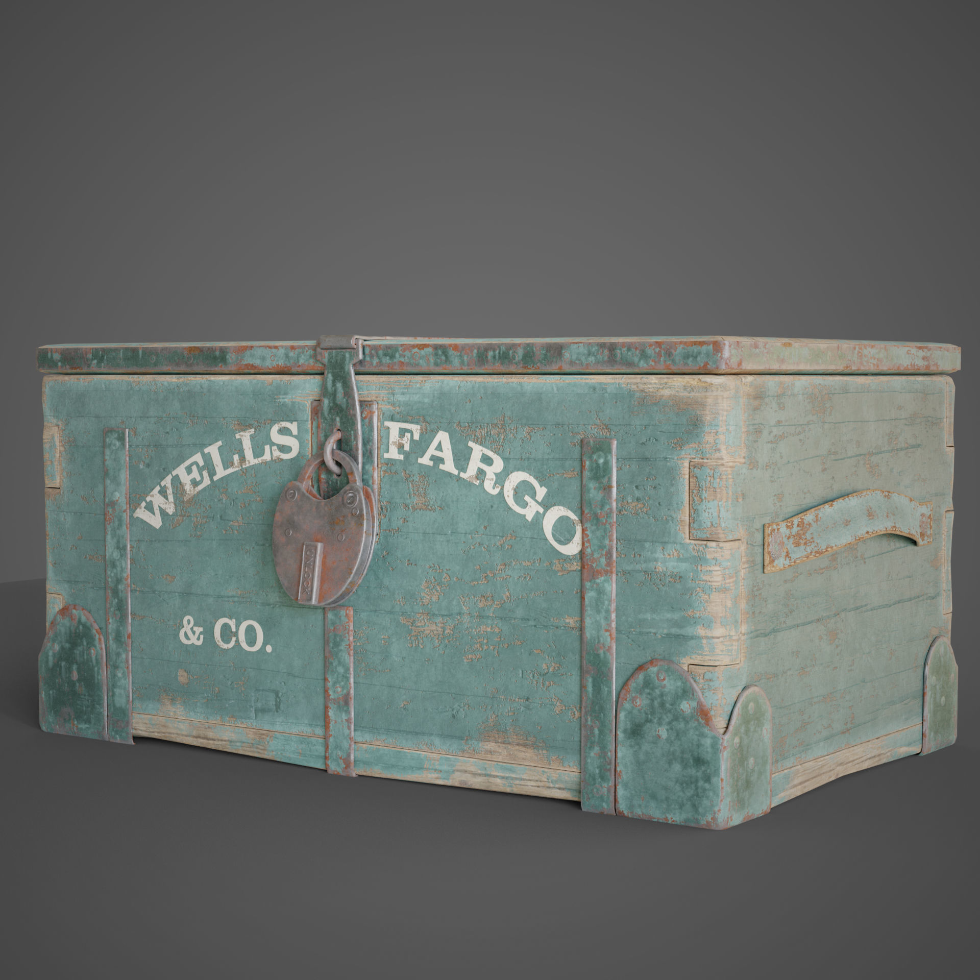 Wooden trunk box Low-poly 3D model_2