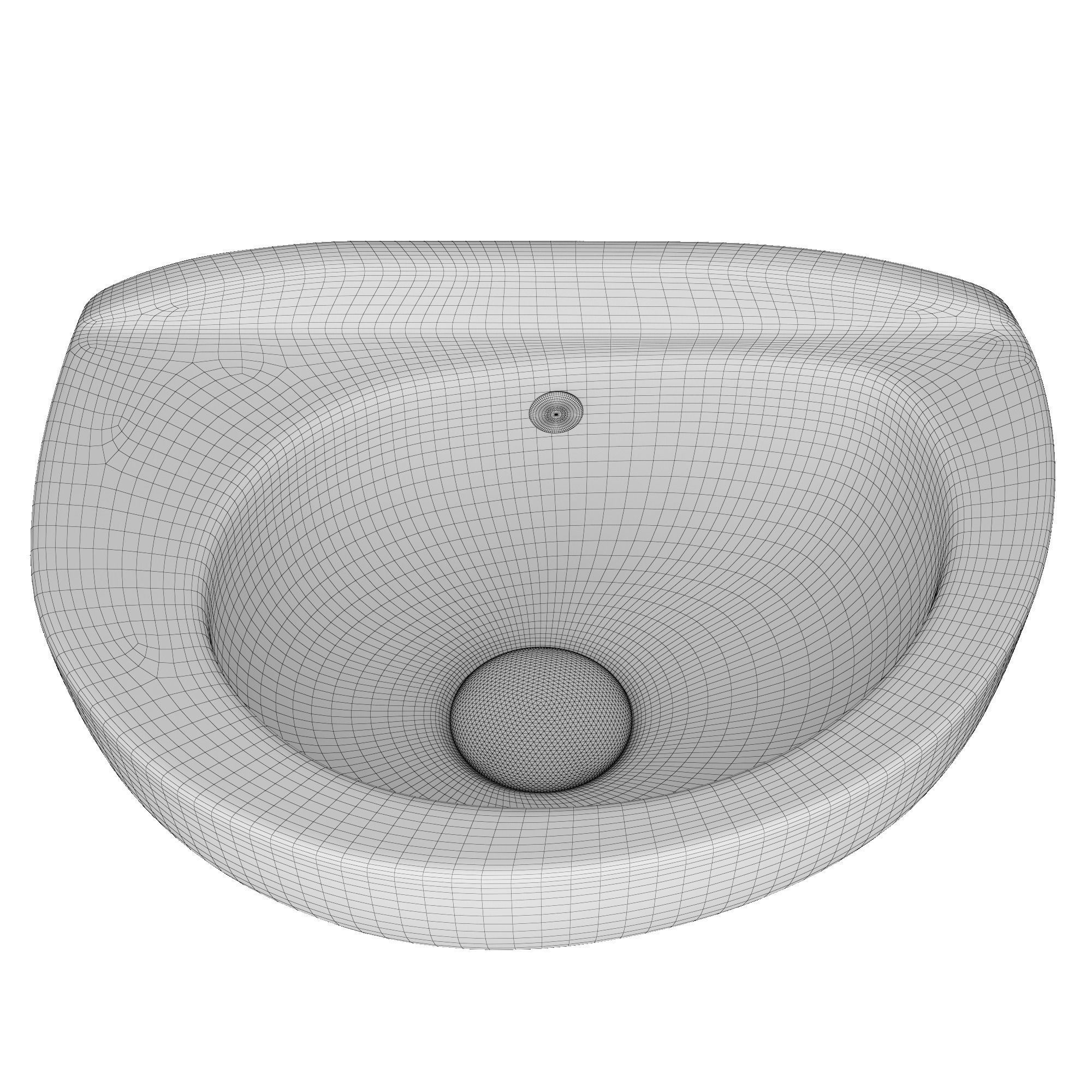 Wall Hung Half Round Wash Basin 3D model Modeled in 3ds max 3D model_9