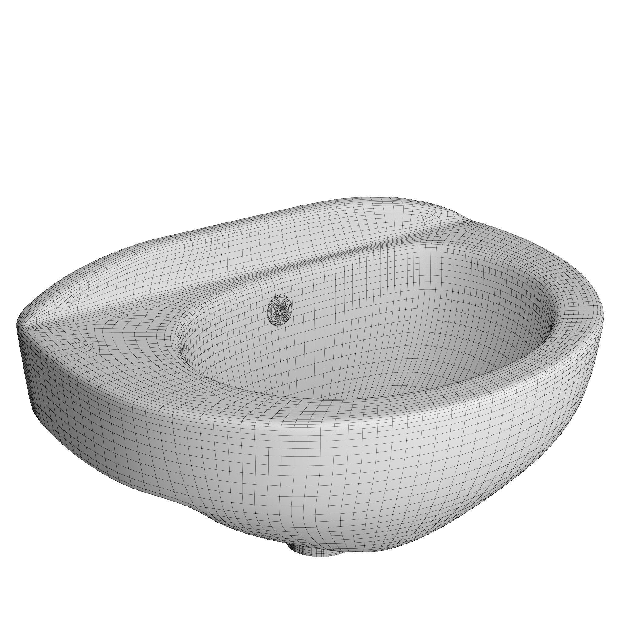 Wall Hung Half Round Wash Basin 3D model Modeled in 3ds max 3D model_6