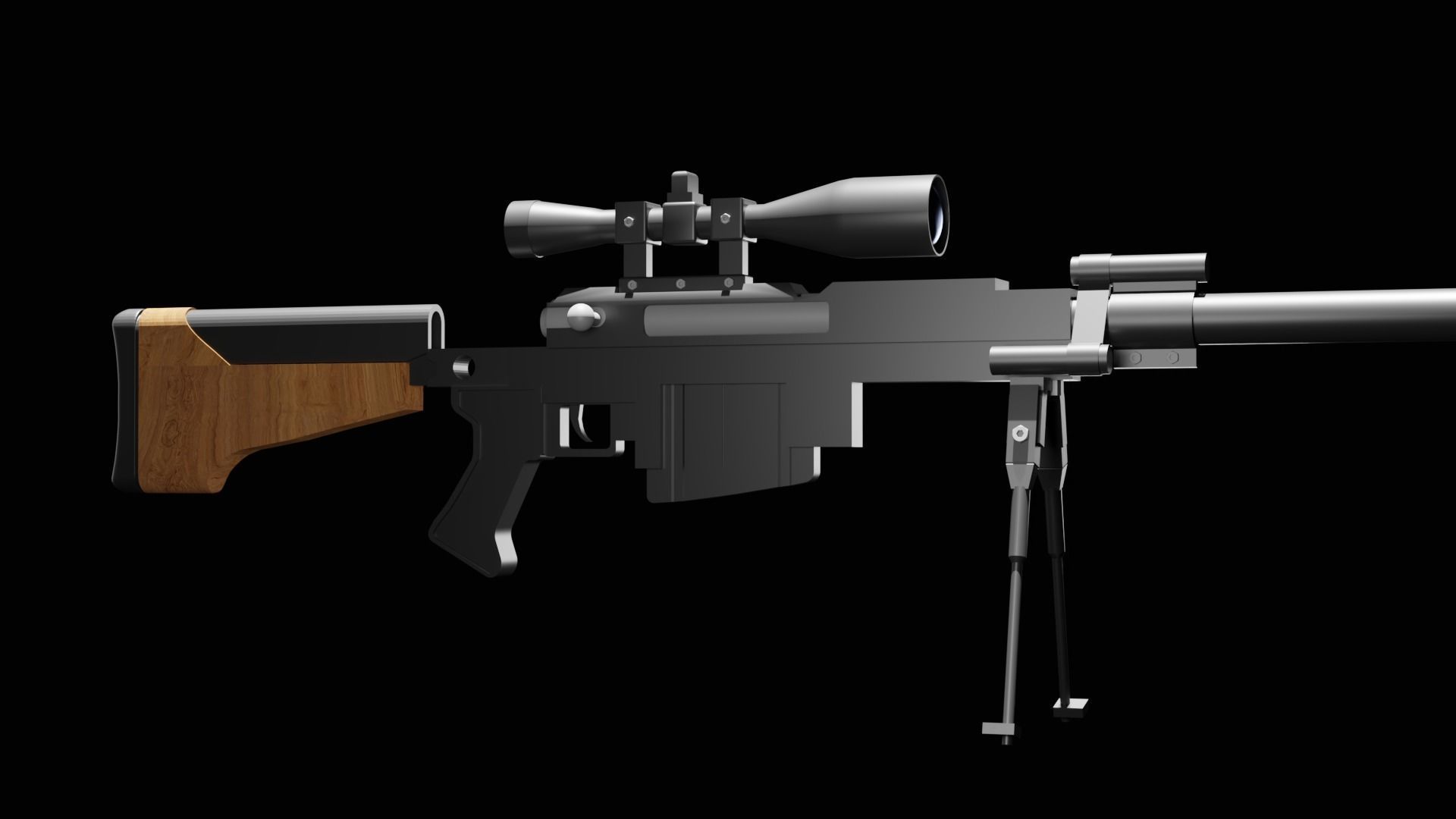 Hecate 2 sniper rifle Free low-poly 3D model_3