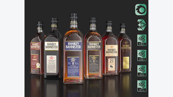 Hankey Bannister Blended Scotch Whisky Bottles  3D model