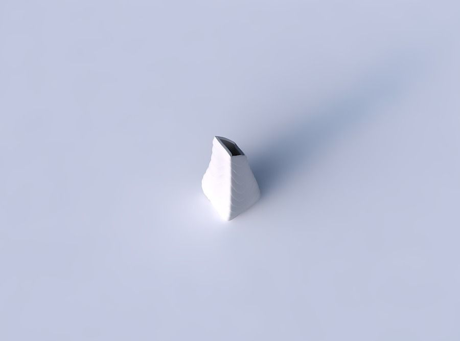 Vase top bent rectangle with horizontal wavy inverted layers 3D print model_2