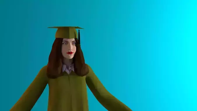 female graduation dress Low-poly 3D model