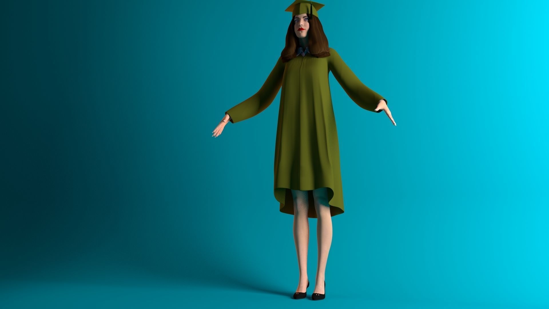 3D model female graduation dress VR / AR / low-poly | CGTrader