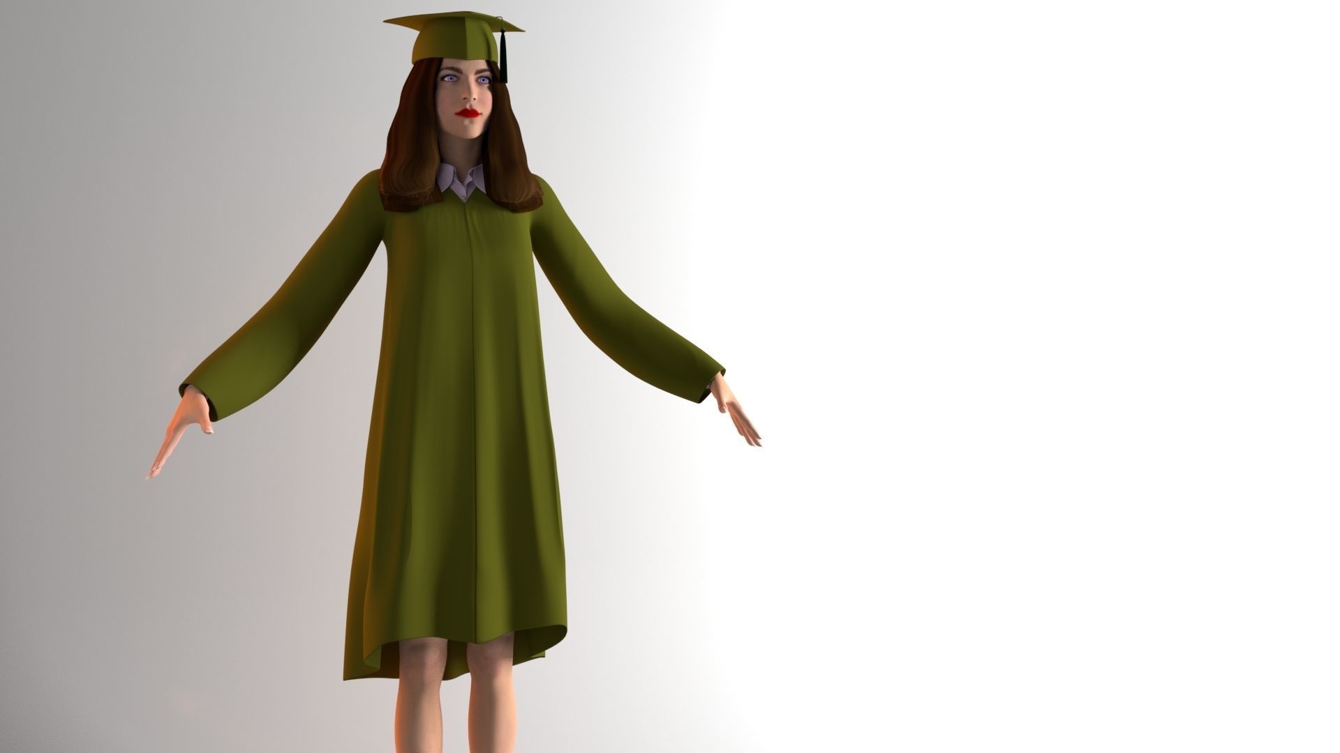 3D model female graduation dress VR / AR / low-poly | CGTrader