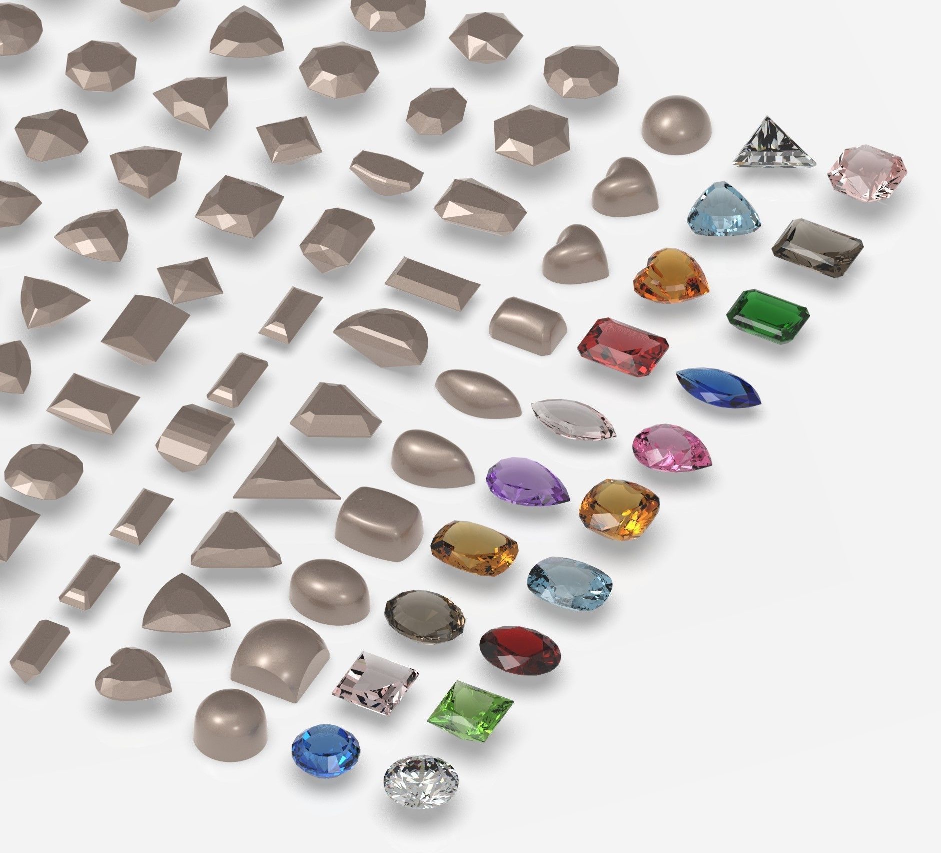 Kinds of precious stone cut 3D print model_3