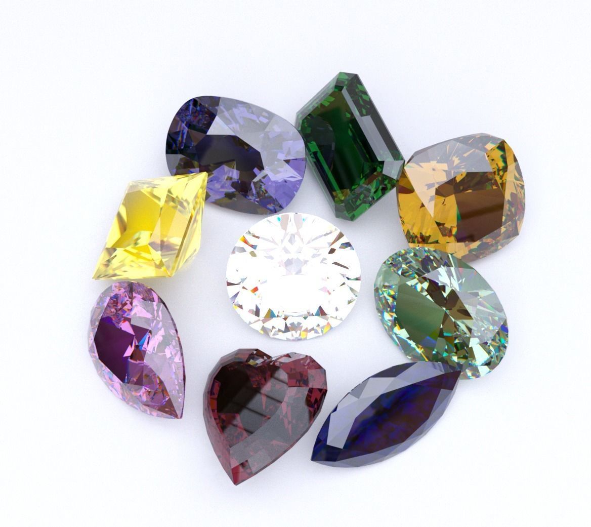 Kinds of precious stone cut 3D print model_12