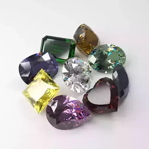 Kinds of precious stone cut 3D print model