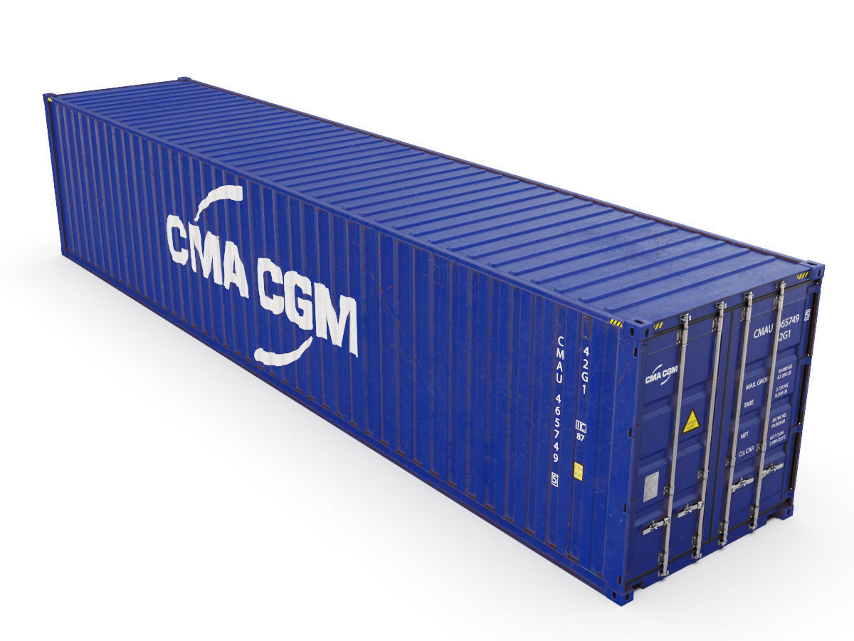 40 feet CMA-CGM standard shipping container 3D model_2