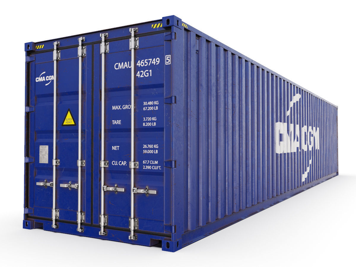 40 feet CMA-CGM standard shipping container 3D model_3