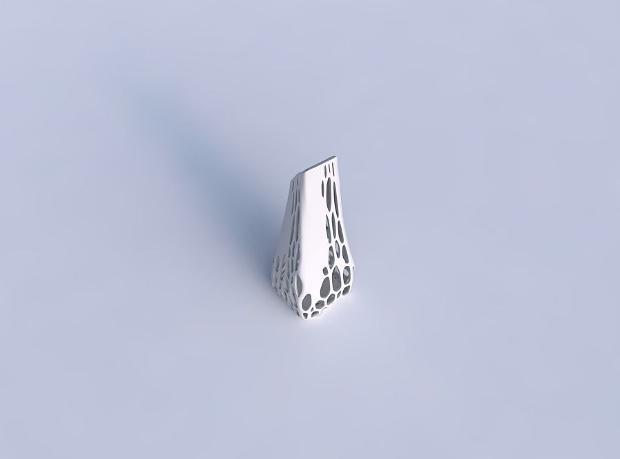 Vase top bent rectangle with organic lattice and solid centers 3D print model_1
