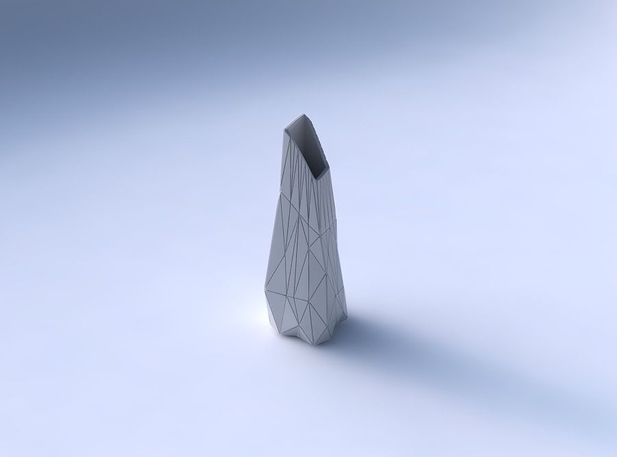 Vase top bent rectangle with random triangle plates 2 3D print model_3