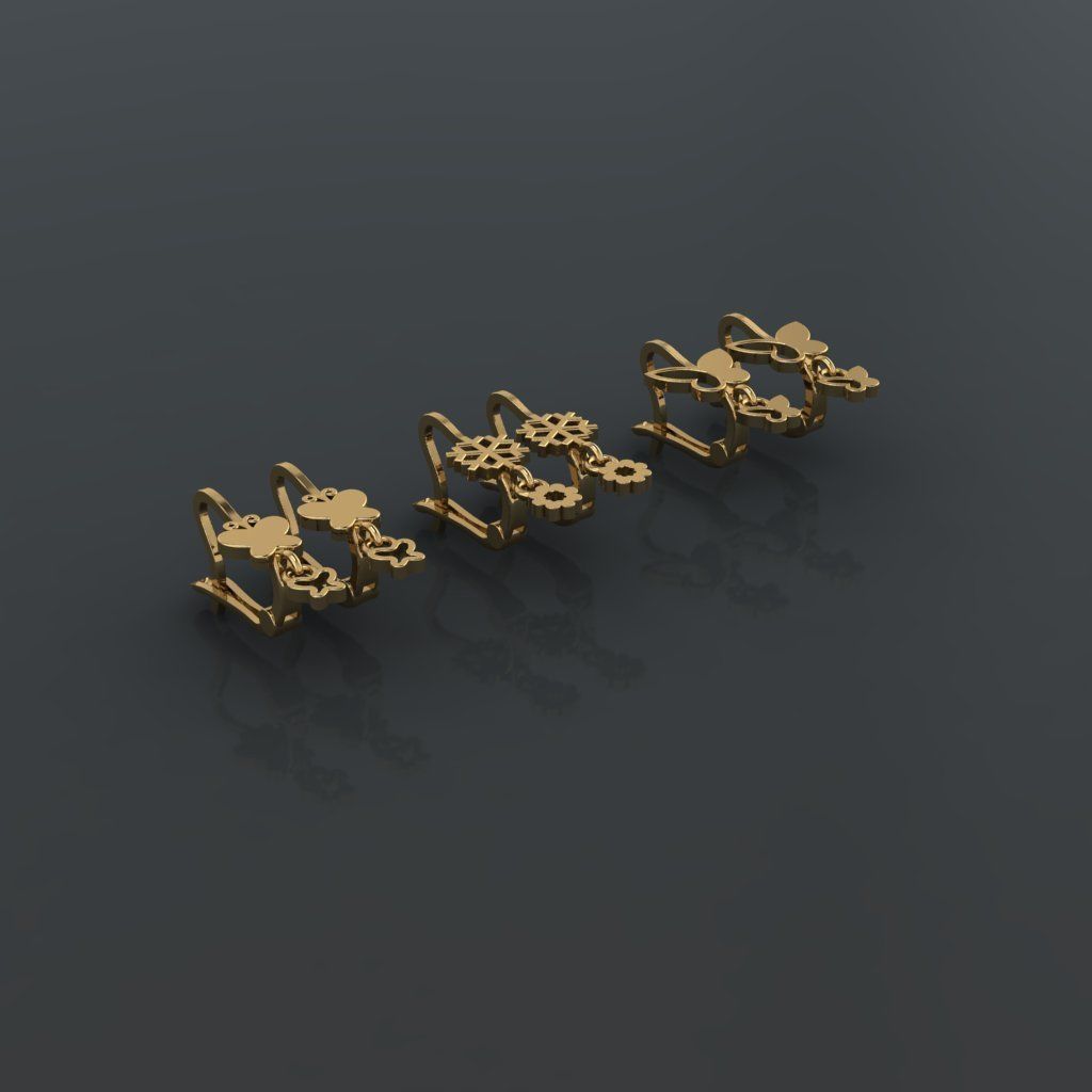 Y104- Diamond earring 3D print model_3