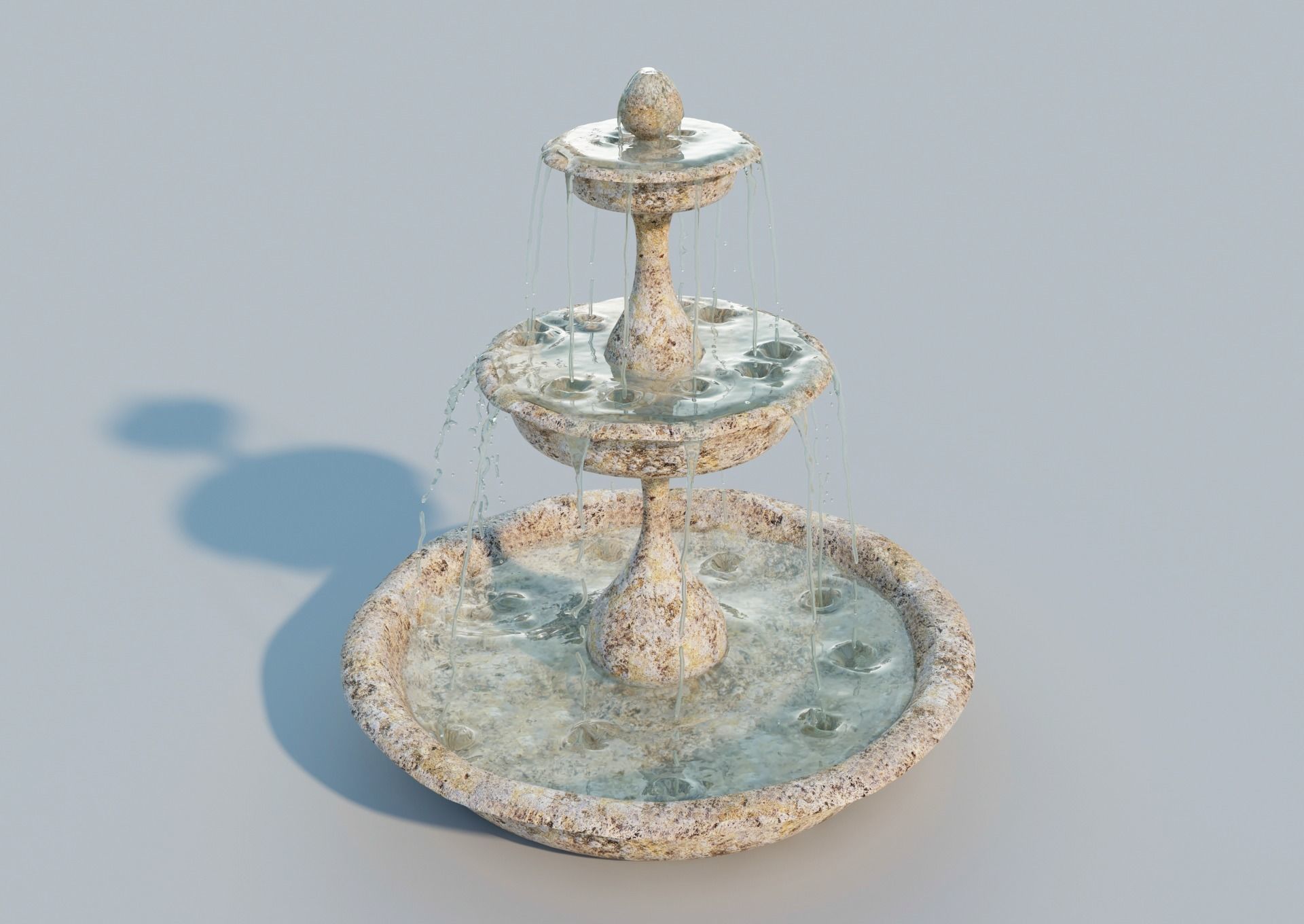 Water fountain with 10 seconds of flowing water 3D model_2
