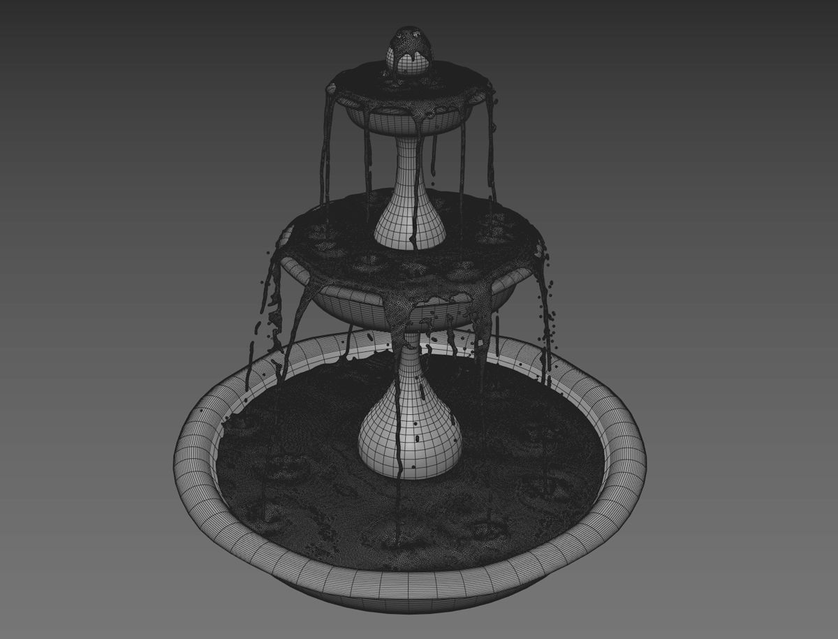 Water fountain with 10 seconds of flowing water 3D model_11