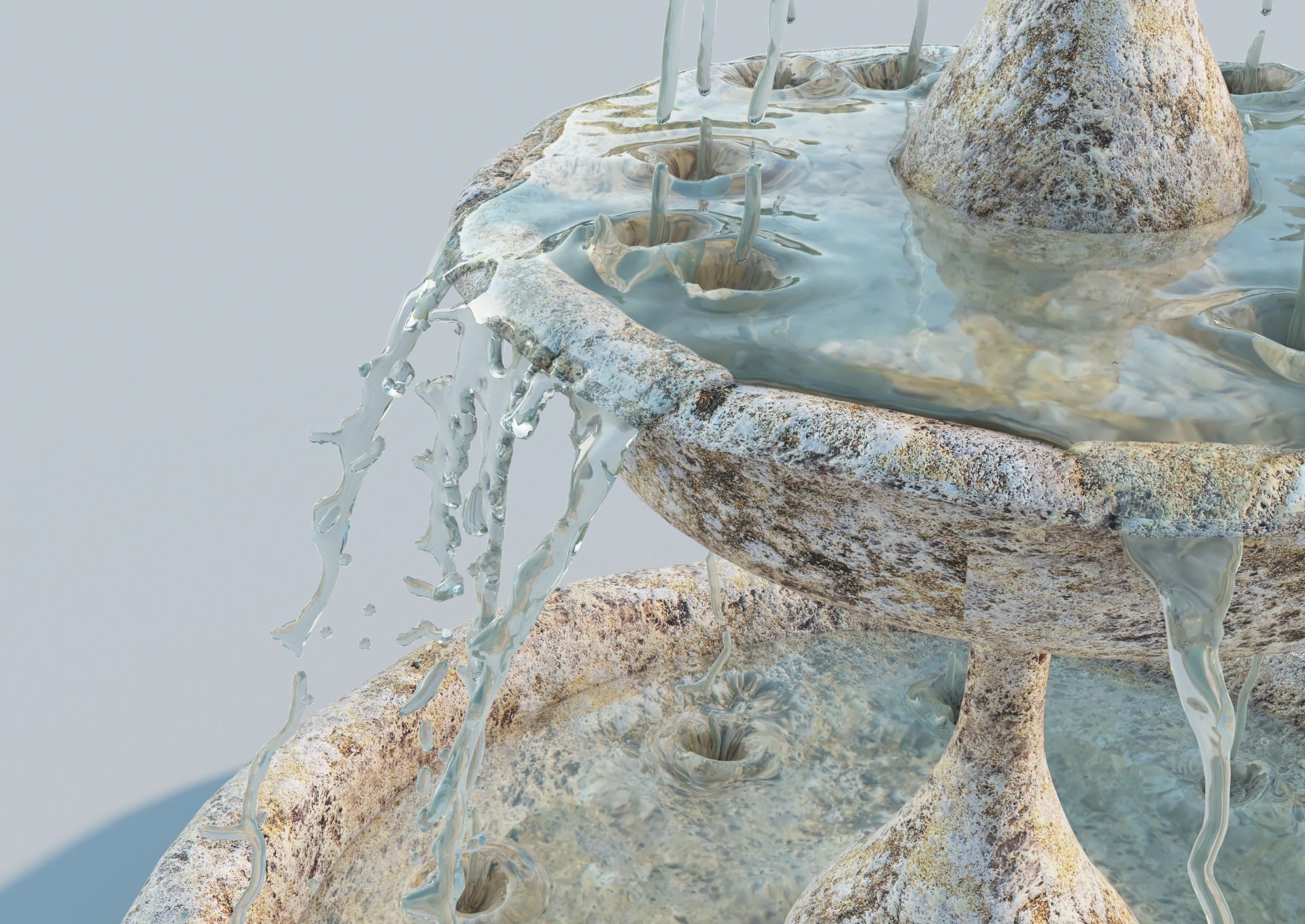 Water fountain with 10 seconds of flowing water 3D model_7