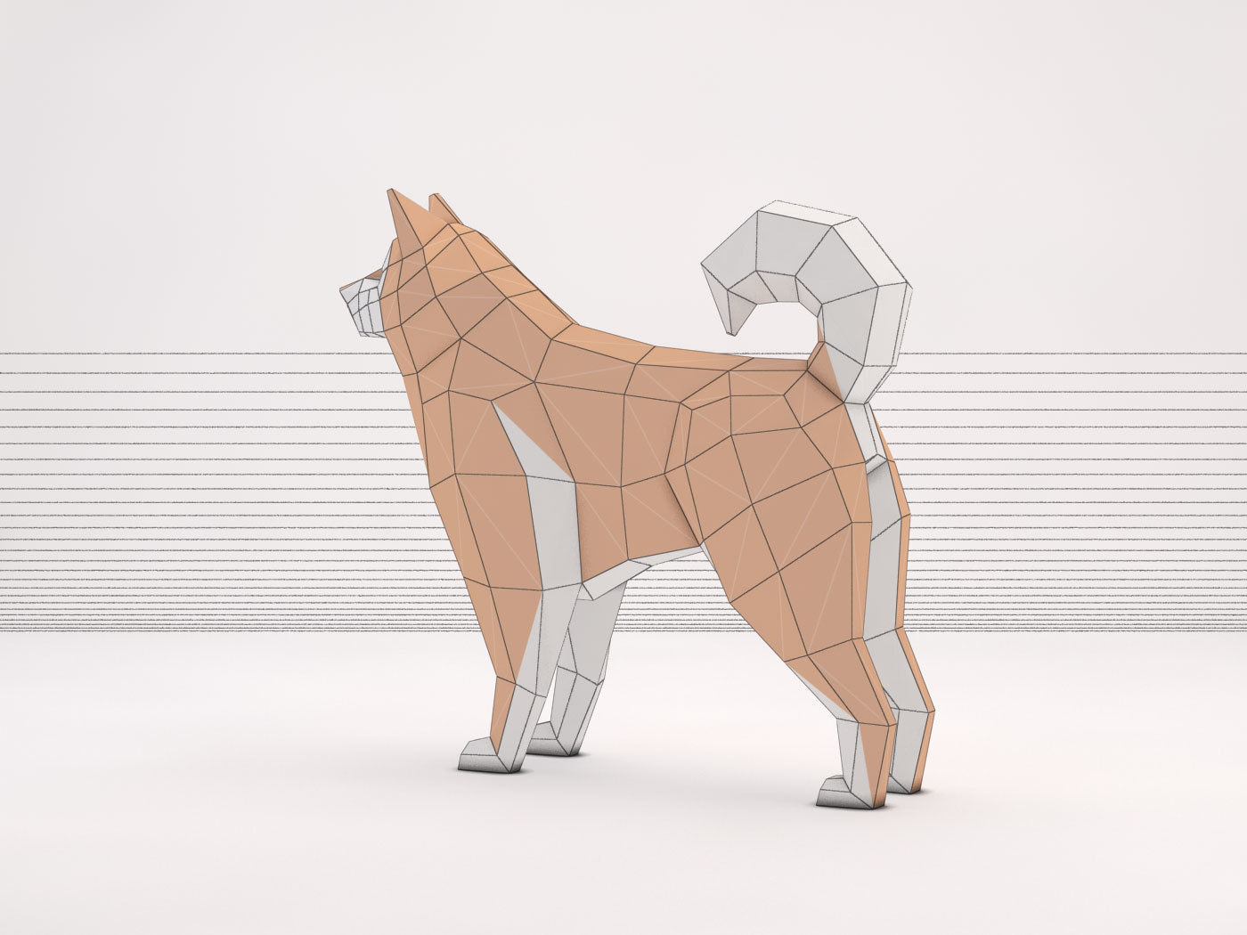 ORIGAMI---Dog Setup Low-poly 3D model_34