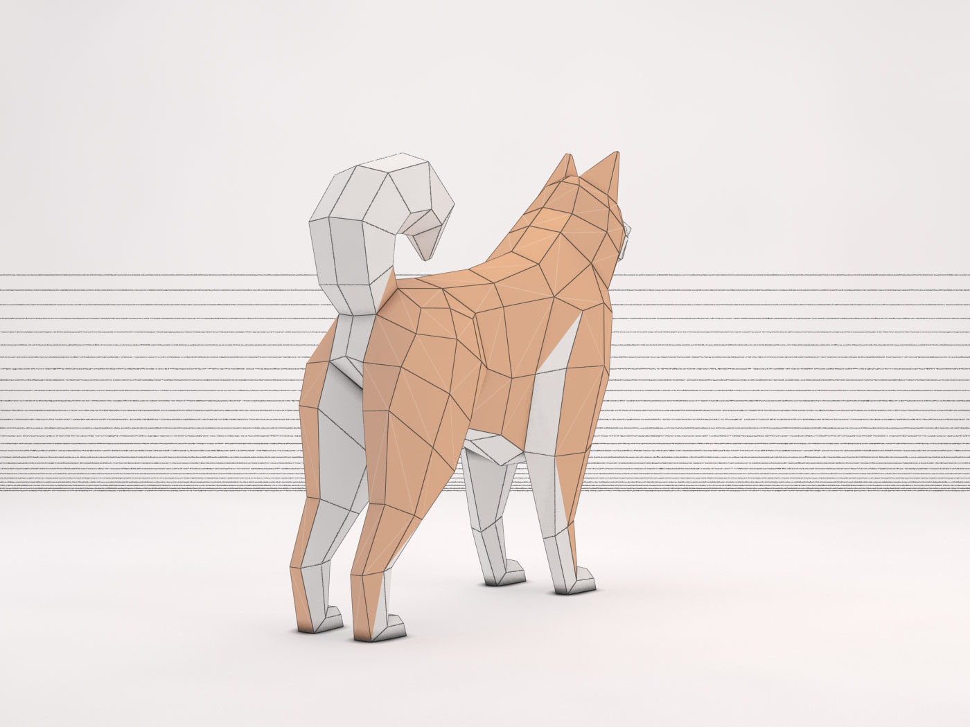 ORIGAMI---Dog Setup Low-poly 3D model_30