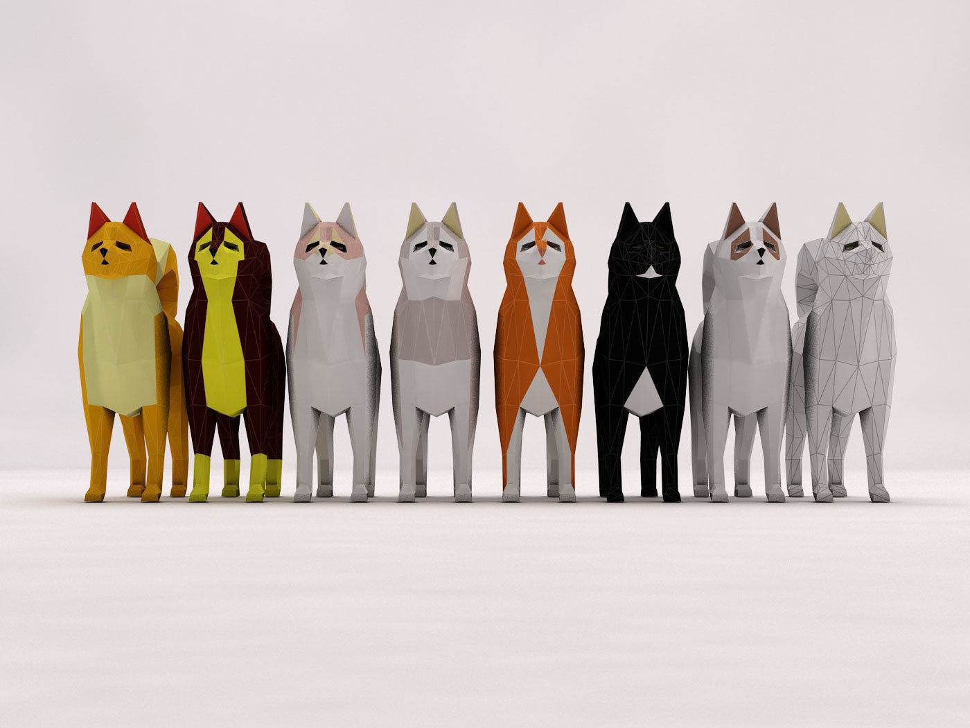 ORIGAMI---Dog Setup Low-poly 3D model_2